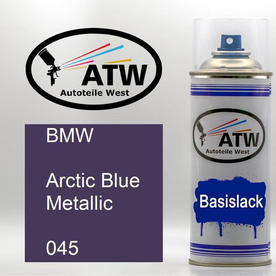 BMW, Arctic Blue Metallic, 045: 400ml Sprühdose, von ATW Autoteile West.